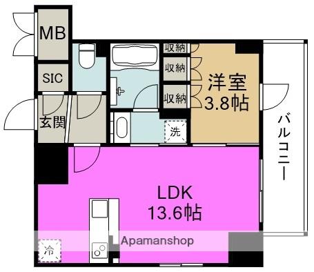 ファインレジデンス福島海老江(1LDK/3階)の間取り写真