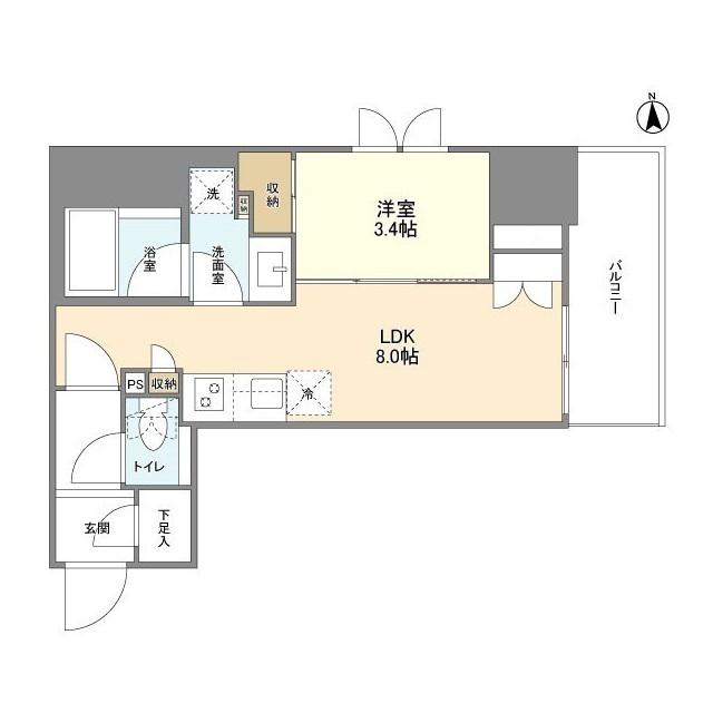 ルフォンプログレ堺筋本町タワーレジデンス(1LDK/4階)の間取り写真