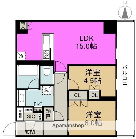 シエリアタワー大阪福島(2LDK/8階)の間取り写真