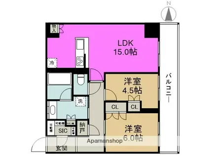 シエリアタワー大阪福島(2LDK/27階)の間取り写真