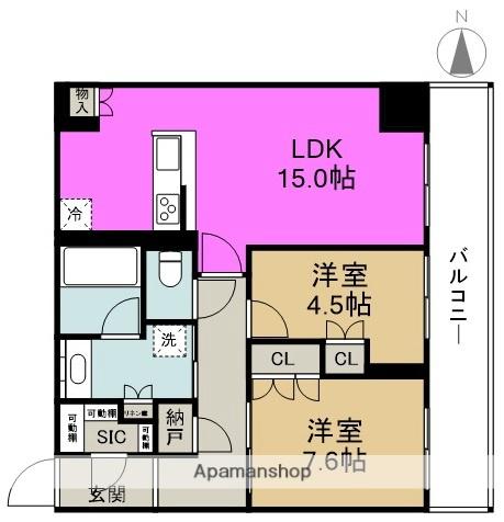 シエリアタワー大阪福島(2LDK/11階)の間取り写真