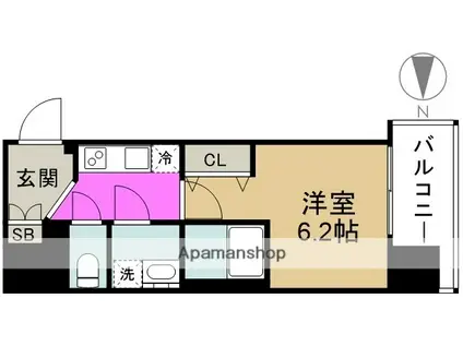 コンフォリア新梅田(1K/6階)の間取り写真