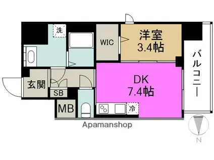 コンフォリア新梅田(1DK/6階)の間取り写真