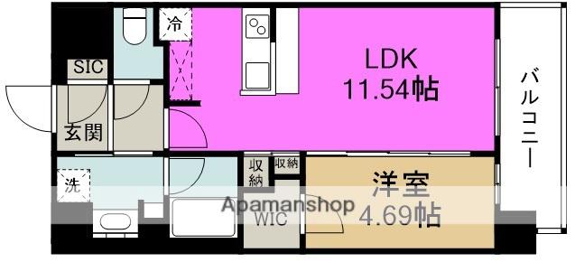 CASA REGULUS FUKUSHIMA NODA(1LDK/4階)の間取り写真