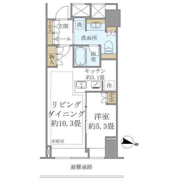 BRILLIA TOWER堂島(1LDK/24階)の間取り写真