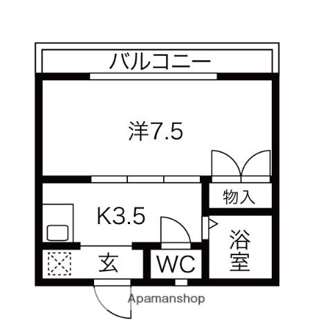 ミヤコ津雲台マンションD-18(1K/2階)の間取り写真