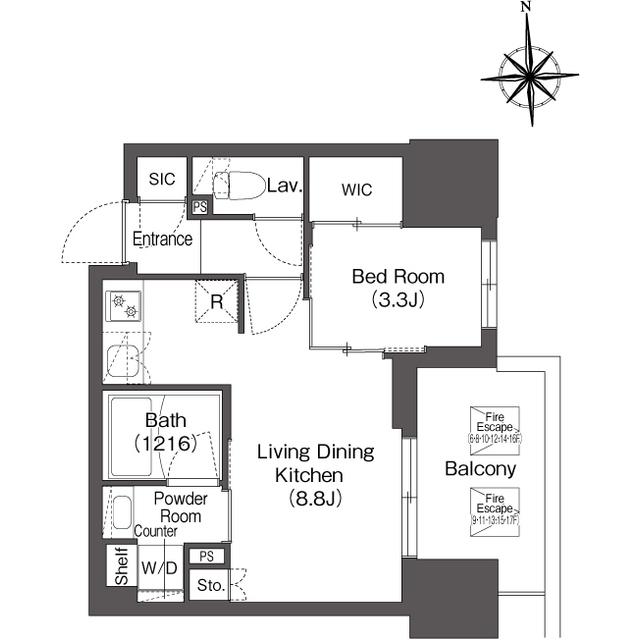 コンフォリア・リヴ本町ウエストQ(1LDK/7階)の間取り写真