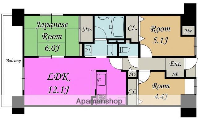 キングマンション福島6(3LDK/8階)の間取り写真