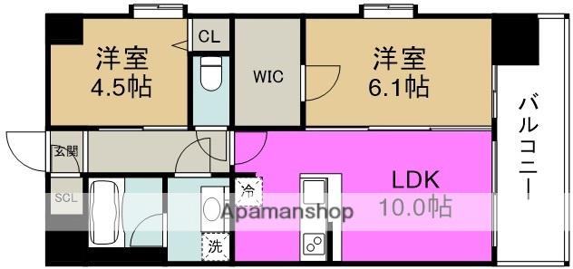 スプランディッド梅田グランノース(2LDK/4階)の間取り写真