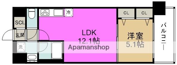 スプランディッド梅田グランノース(1LDK/6階)の間取り写真