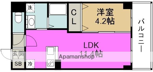 RETUMEKITA(1LDK/4階)の間取り写真