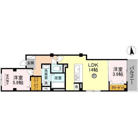 ソレイユ上汐(2LDK/3階)の間取り写真