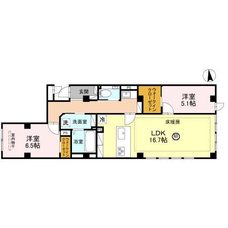 ソレイユ上汐(2LDK/1階)の間取り写真