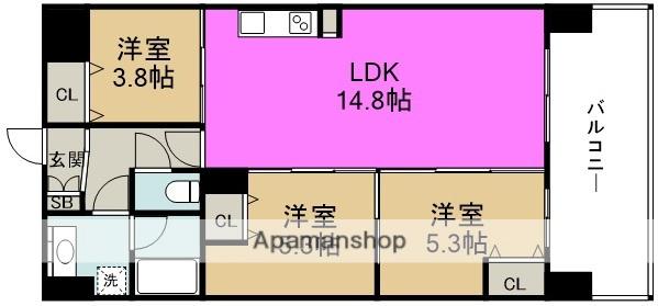ALIVIS野田阪神(3LDK/3階)の間取り写真