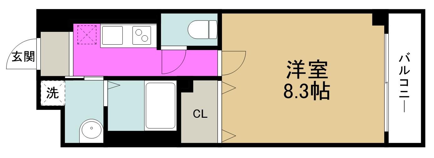 CION NISHIKUJYO(1K/8階)の間取り写真