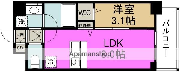 エスリードレジデンスザ・グラン大阪福島クラス(1LDK/8階)の間取り写真