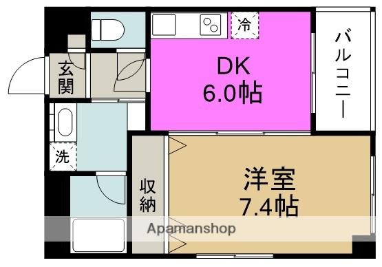 ぐらすはうす(1DK/3階)の間取り写真