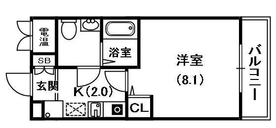 ブランボナール(1K/3階)の間取り写真