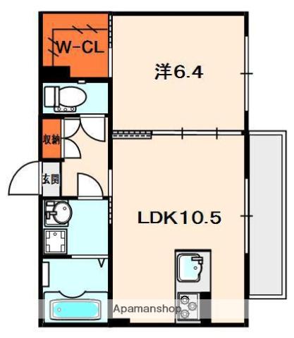 ジョイコート家七E棟(1LDK/1階)の間取り写真