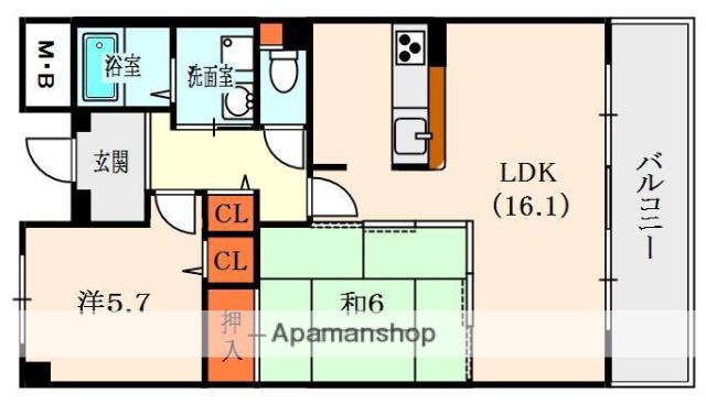 グリーンウッズ小林(2LDK/2階)の間取り写真