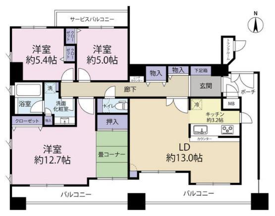 くずはタワーシティA棟(3LDK/22階)の間取り写真