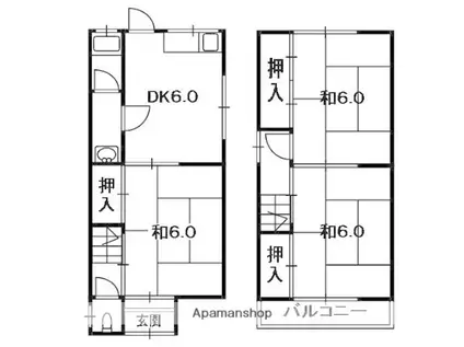 片町線 藤阪駅 徒歩14分 2階建 築45年(3DK)の間取り写真