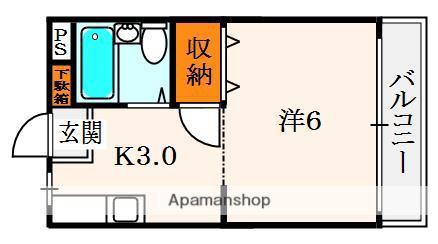 共栄ハイツ(1K/2階)の間取り写真