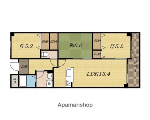 星田ロイヤルハイツ(3LDK/2階)の間取り写真