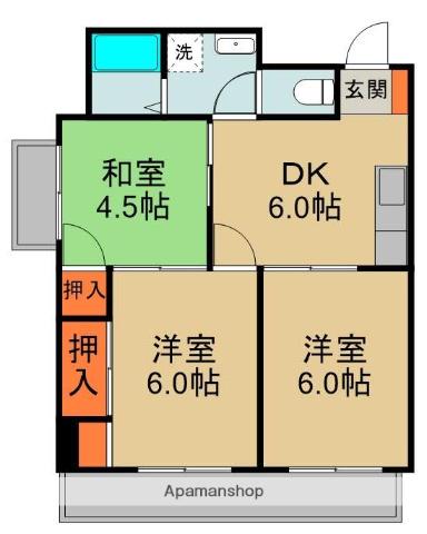 タウンプラザ東(3DK/10階)の間取り写真