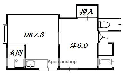 MAYUMIハイツ枚方11番館田口(1DK/1階)の間取り写真
