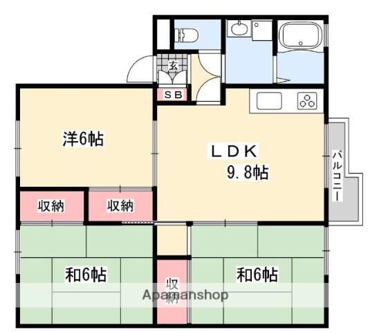 エスキーナ香里園(3DK/2階)の間取り写真