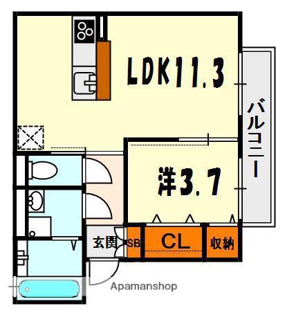 KANKITSU-K(1LDK/2階)の間取り写真