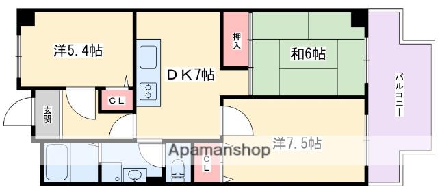 サンバリー・アツ・カワカツ(3DK/2階)の間取り写真