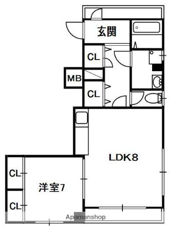 イーストン楠葉(1LDK/5階)の間取り写真
