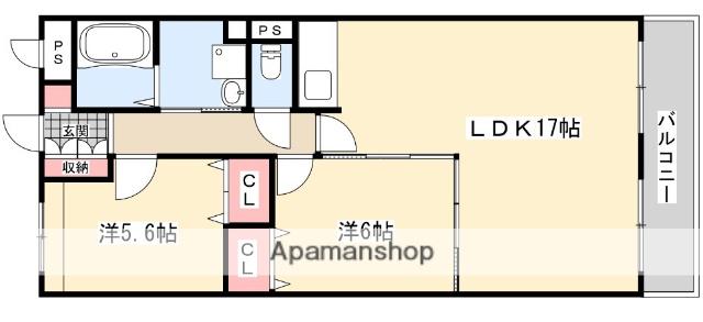 ウエストサイド楠葉(2LDK/3階)の間取り写真