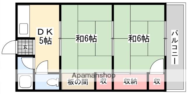 日晴荘(2DK/2階)の間取り写真