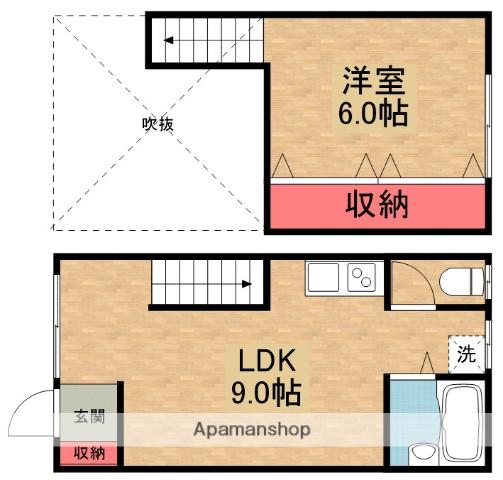 ルミノーゼ星田(1LDK/1階)の間取り写真