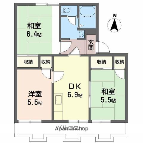 タウニーモイスンB(3DK/2階)の間取り写真