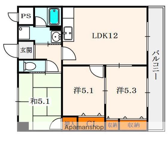 グローバルK(3LDK/3階)の間取り写真