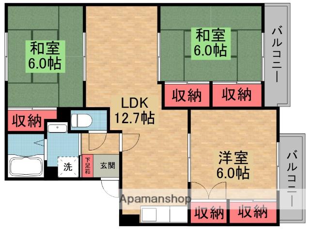 トリヴァンベール星田(3LDK/3階)の間取り写真