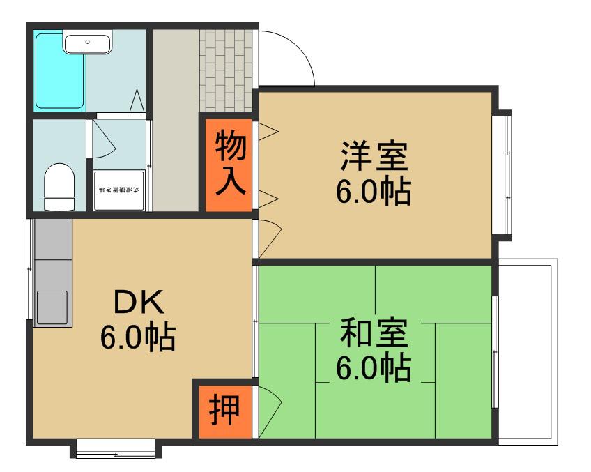 ラ・ヴィ・ヤクモ(2DK/2階)の間取り写真