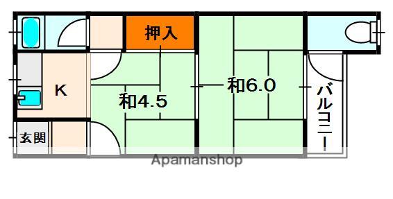 ワイドカレント橋本(2K/2階)の間取り写真