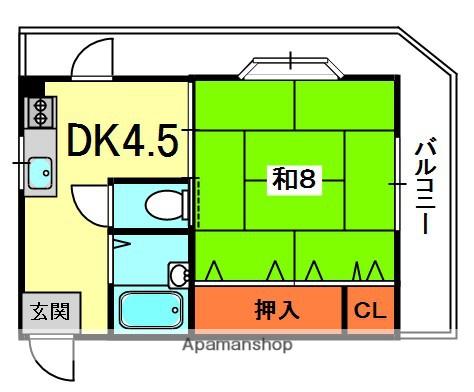 ロイヤルパレス(1DK/2階)の間取り写真