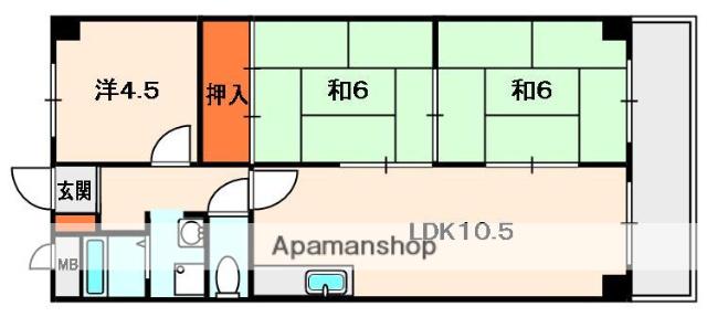 サンライフ牧野(3LDK/2階)の間取り写真