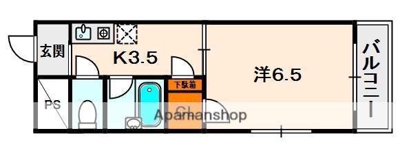ミルディミル楠葉(1K/4階)の間取り写真