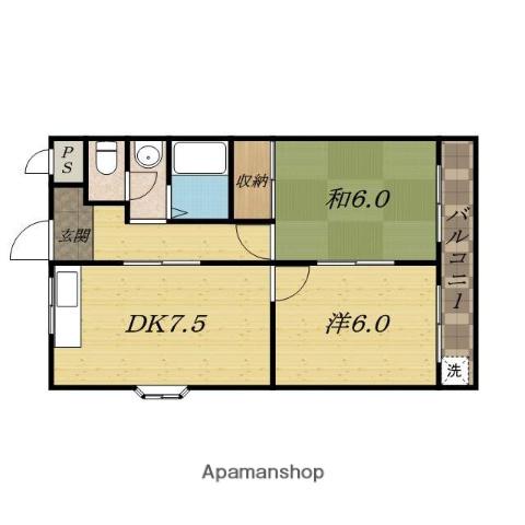 第五金森マンション(2DK/4階)の間取り写真