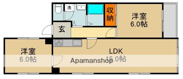 シティーライフ橋本(2LDK/4階)の間取り写真