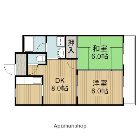 ラジャクラブ01(2LDK/2階)の間取り写真