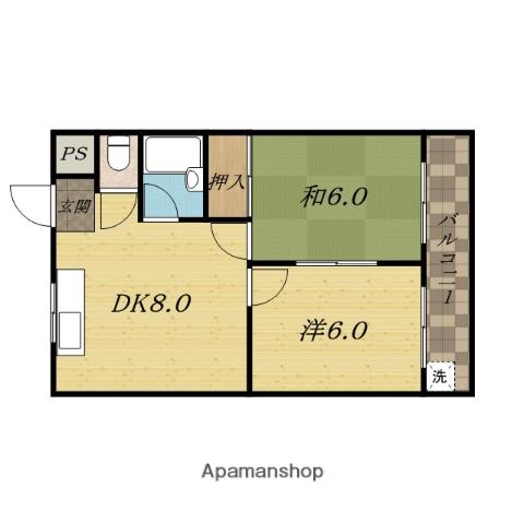 郡津金森マンション(2LDK/4階)の間取り写真