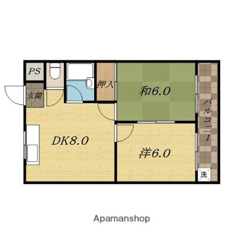 郡津金森マンション(2DK/2階)の間取り写真